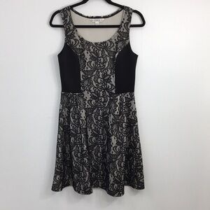 AA Studio AA Black and Tan Floral Lacy Overlay Sleeveless Formal Dress Size 6